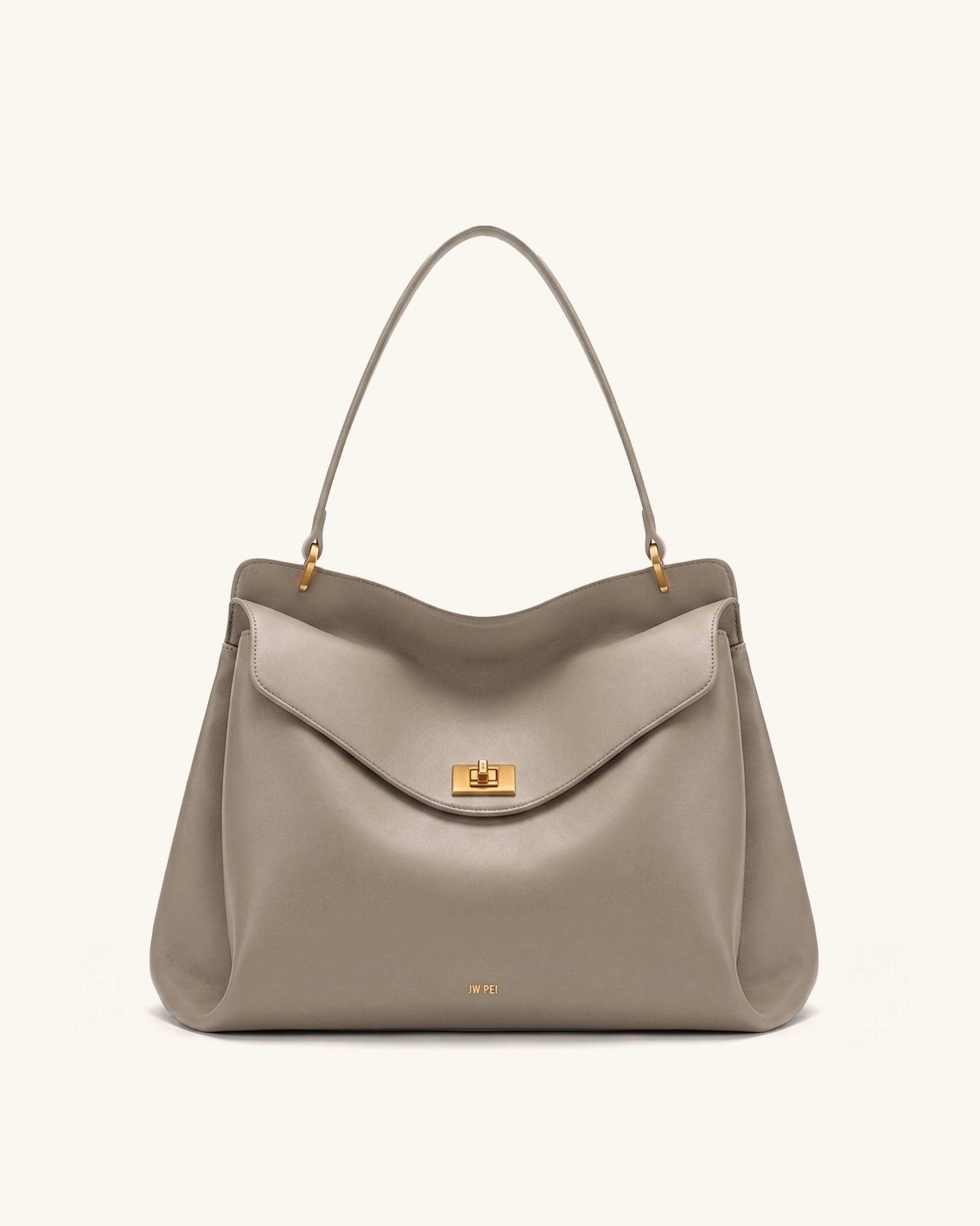 Lucia Turn-Lock Shoulder Bag - Grey