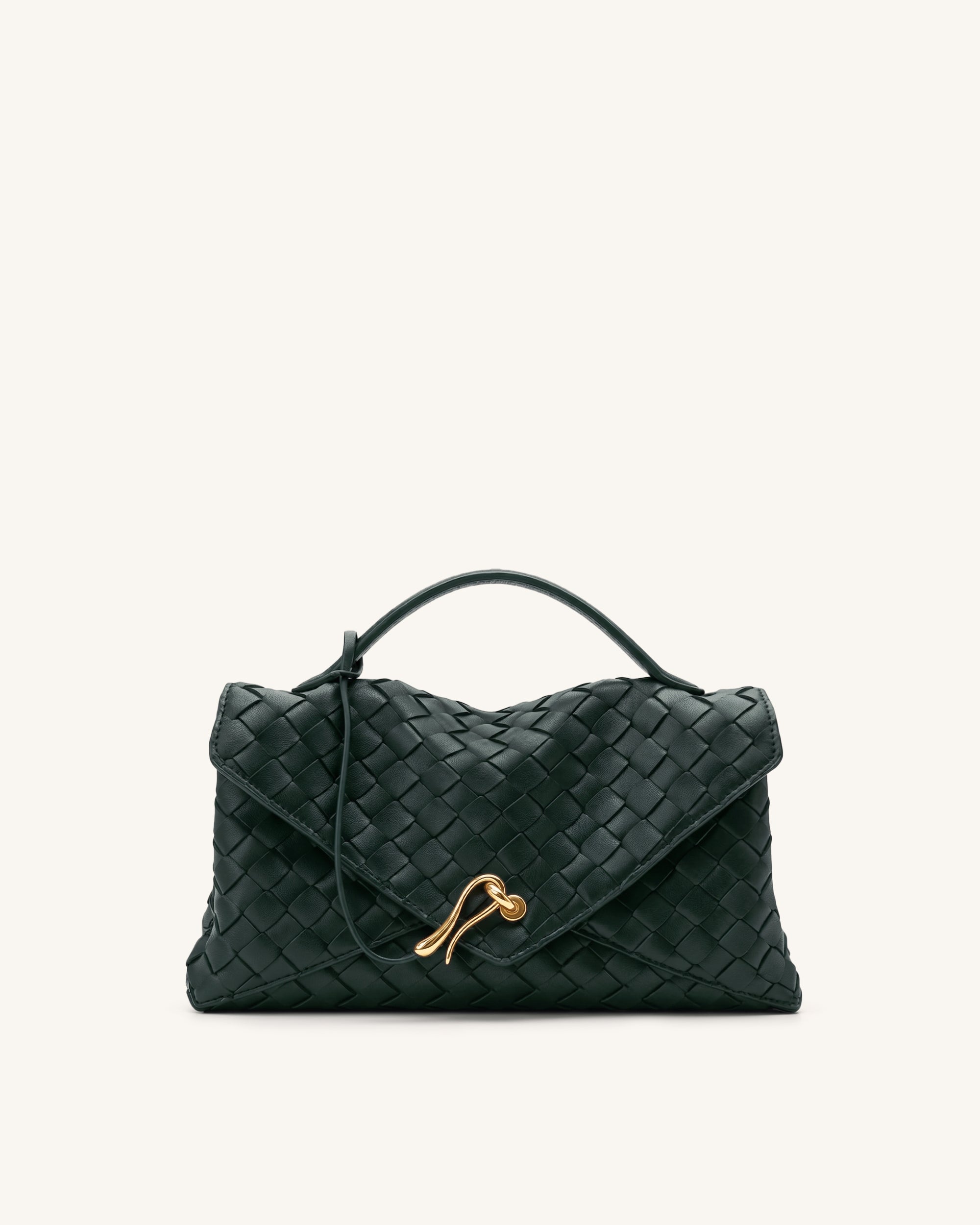 Celeste Woven Envelope Bag - Dark Ink Green