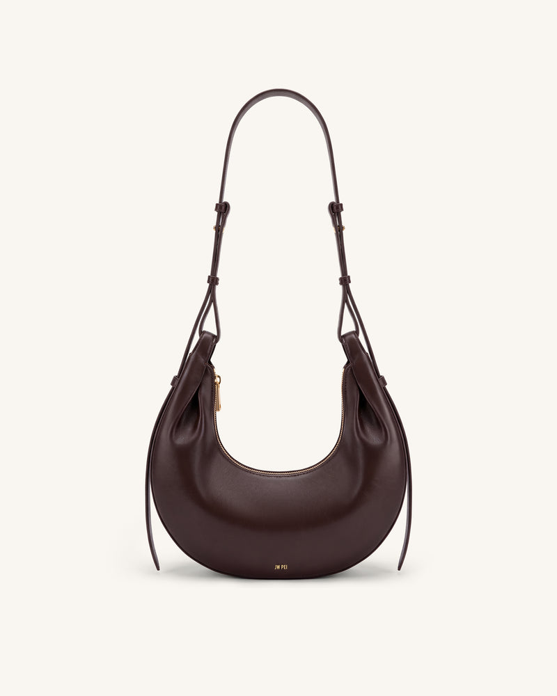Sharon Crescent Crossbody Bag - Dark Brown