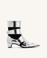 Emily Strap Ankle Boots - Silver