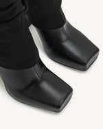 Reyna Square Toe Platform Knit Boots - Black