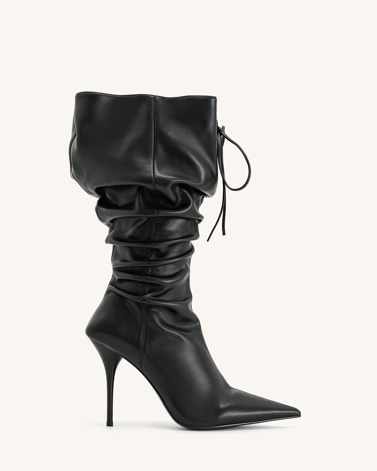 Olivia Leather High Heel Boots - Black