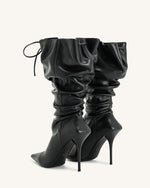 Olivia Leather High Heel Boots - Black