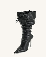 Olivia Leather High Heel Boots - Black