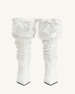 Olivia Leather High Heel Boots - White