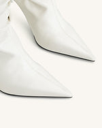 Olivia Leather High Heel Boots - White