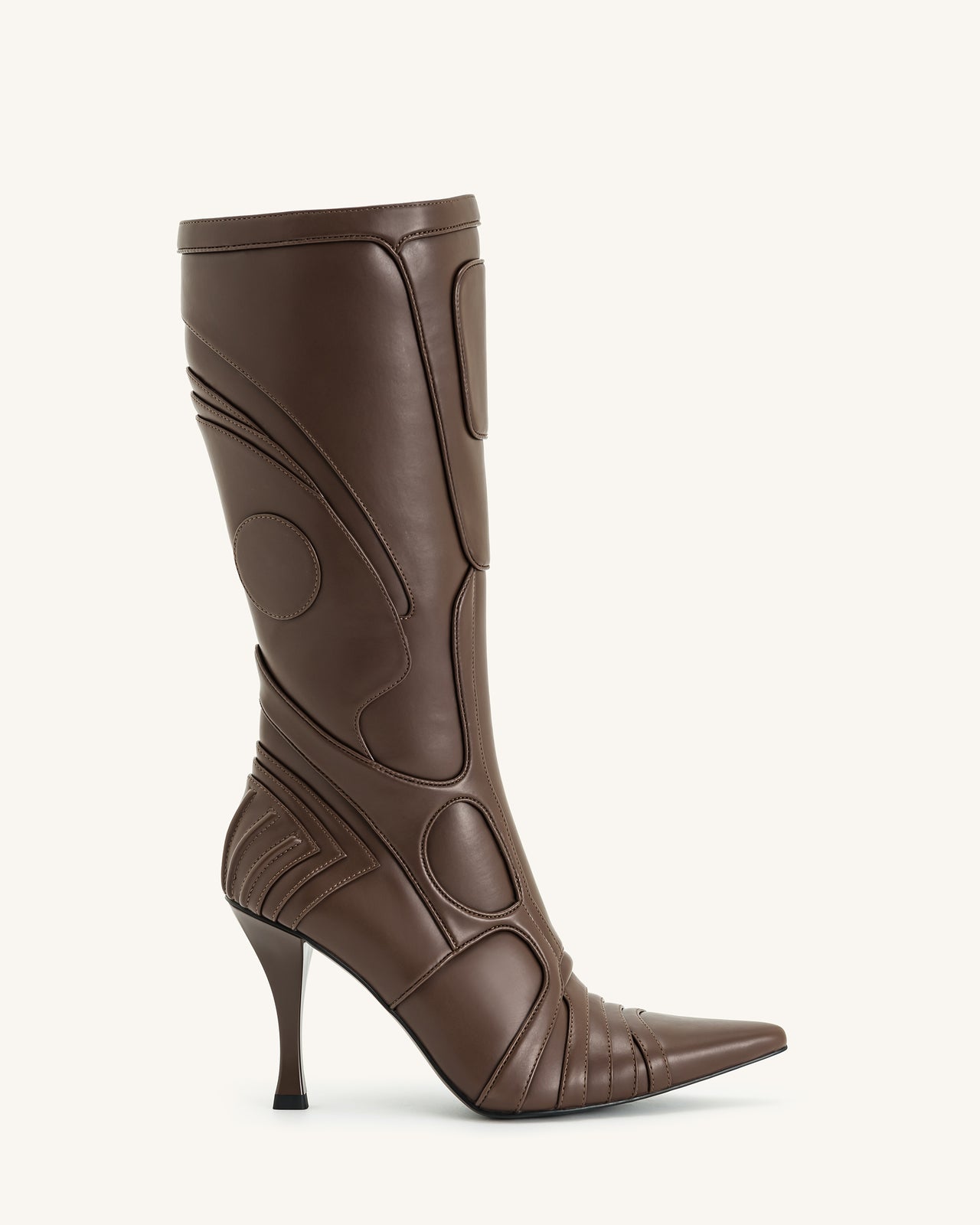 Odette Futuristic Heeled Bike Boots - Brown