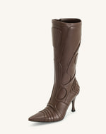 Odette Futuristic Heeled Bike Boots - Brown