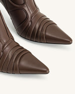 Odette Futuristic Heeled Bike Boots - Brown