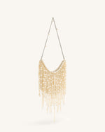 Elaine Pearl-Embellished Fringe Bag - White