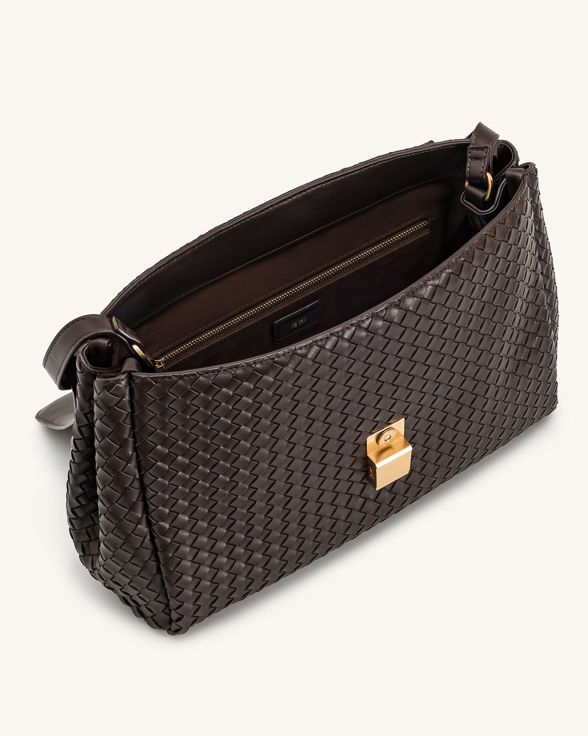 Hilary Woven Shoulder Bag - Dark Brown