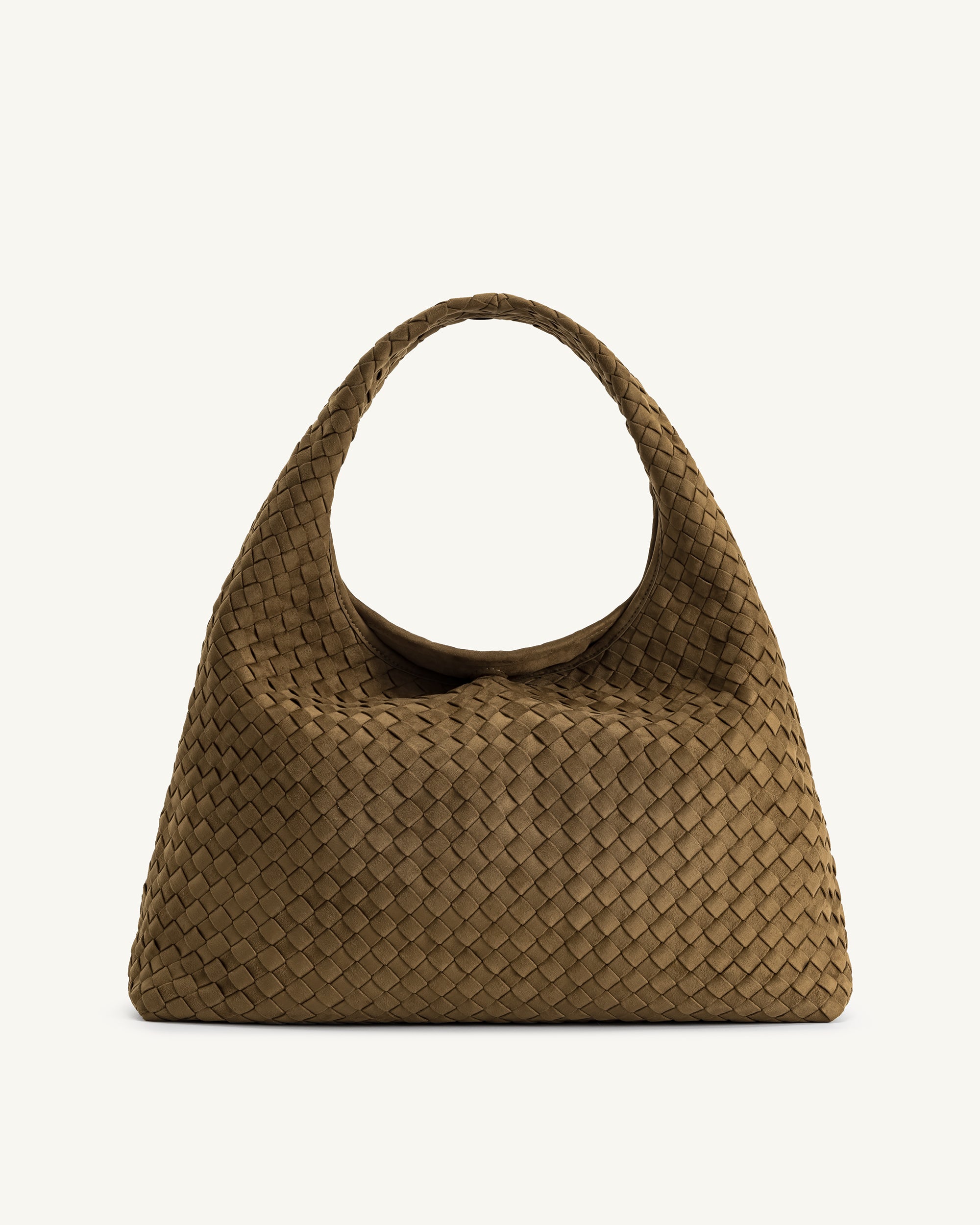 Iaura Faux Suede Woven Shoulder Bag - Olive Green