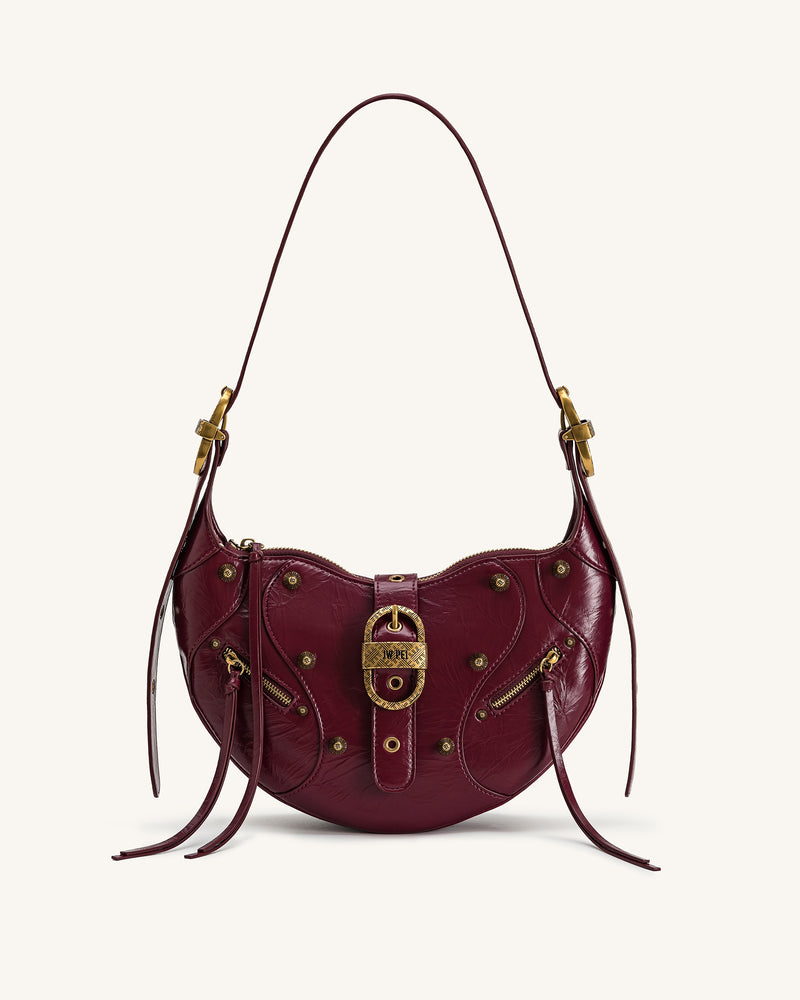 Tessa Studded Shoulder Bag - Burgundy