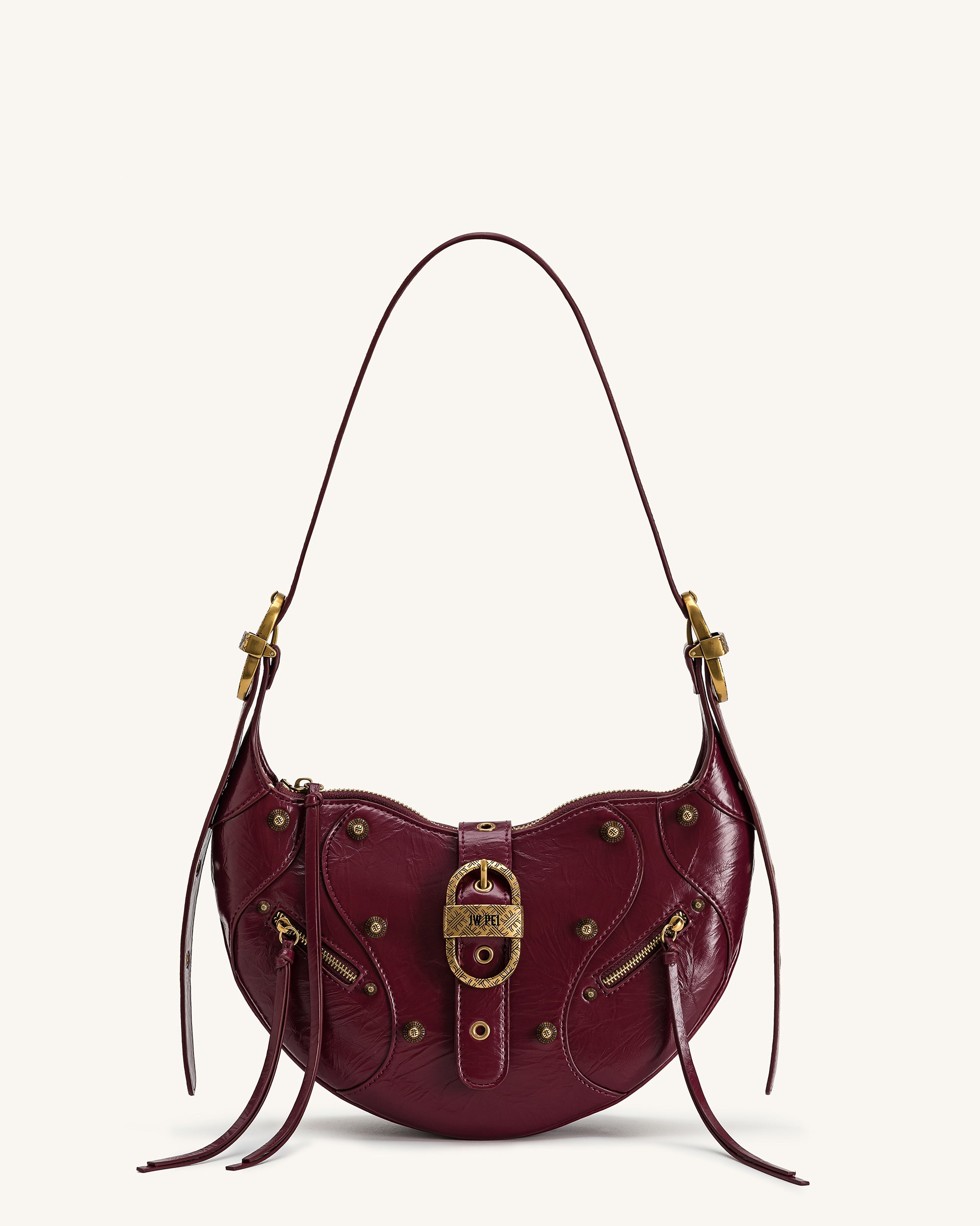 Tessa Studded Shoulder Bag - Burgundy