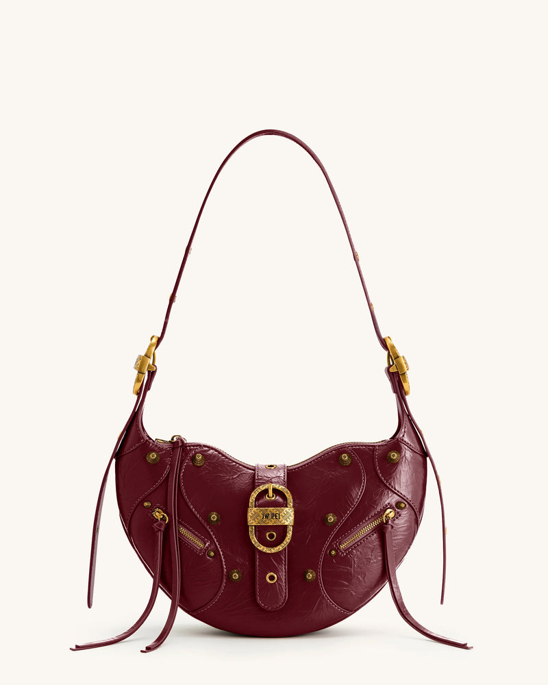 Tessa Studded Shoulder Bag - Burgundy