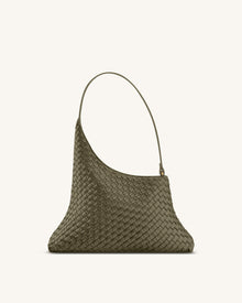 Lyra Woven Shoulder Bag - Olive Green