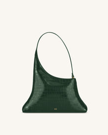 Lyra Shoulder Bag - Dark Green Croc