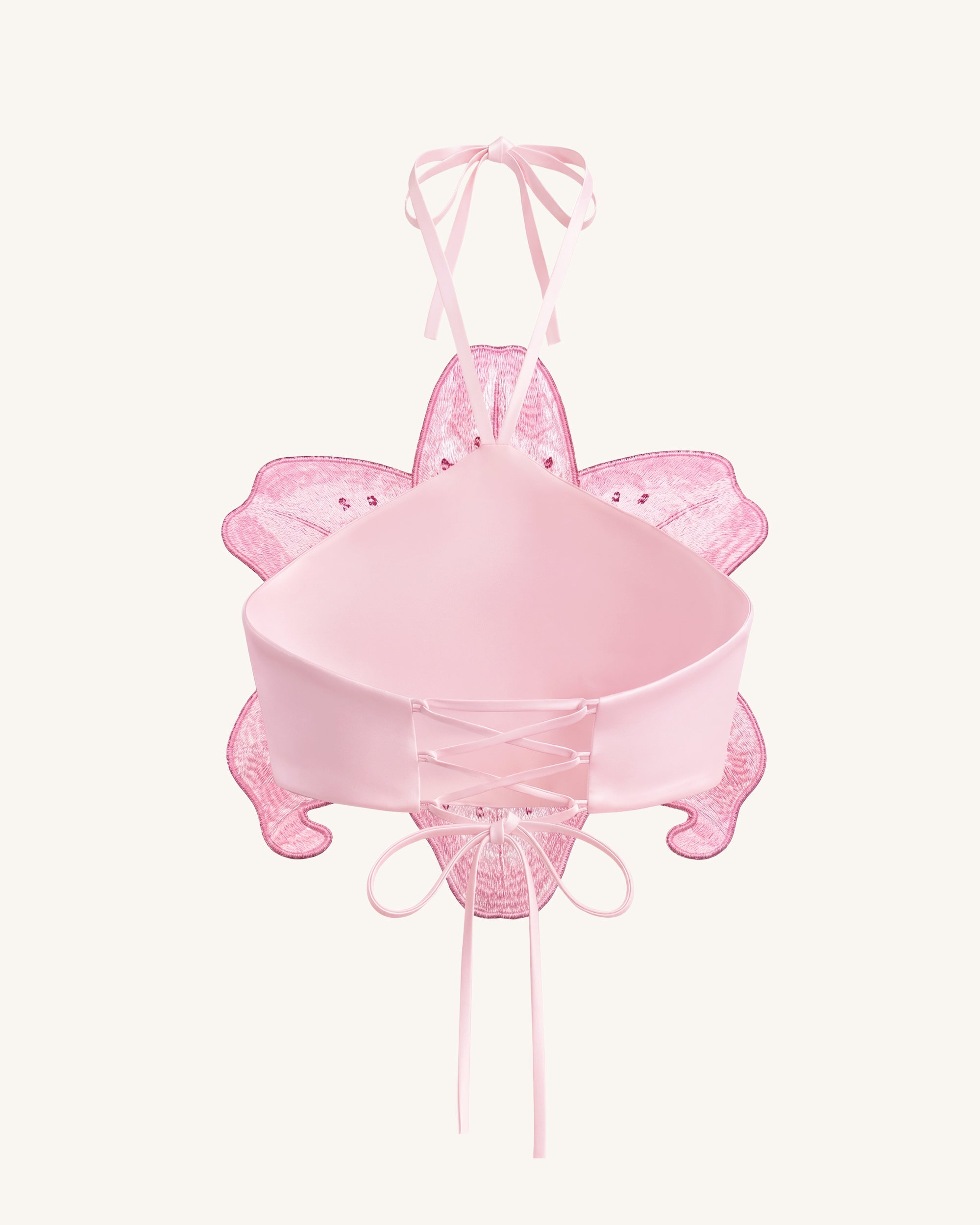 3D Lily Halter Crop Top - Pink