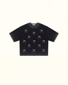 Cherish Crystal Bow Boxy Tee - Faded Black