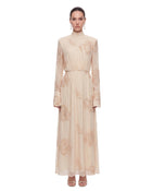 Floral Embroidered Mock-Neck Maxi Dress - Butter Cream
