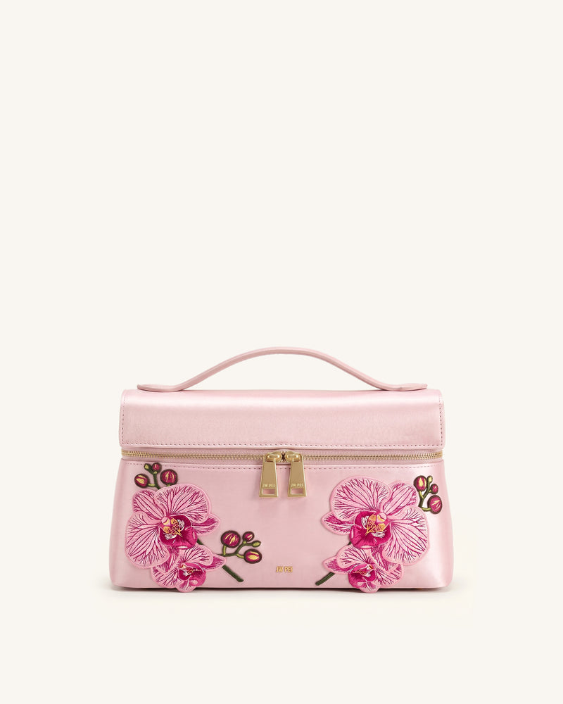 Thea Embroidered Top Handle Bag - Light Pink