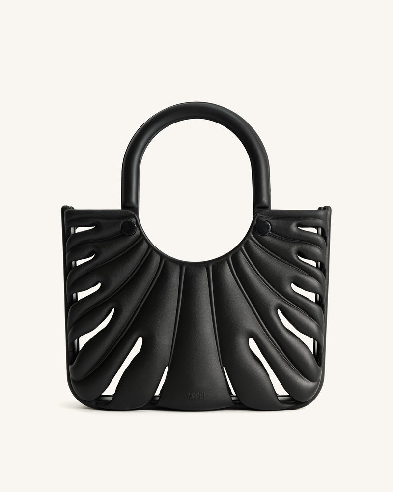 Faye Leaf Beach Bag - Black