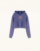 Rhinestone Rose Acid Washed Pullover Hoodie - Acid Purple