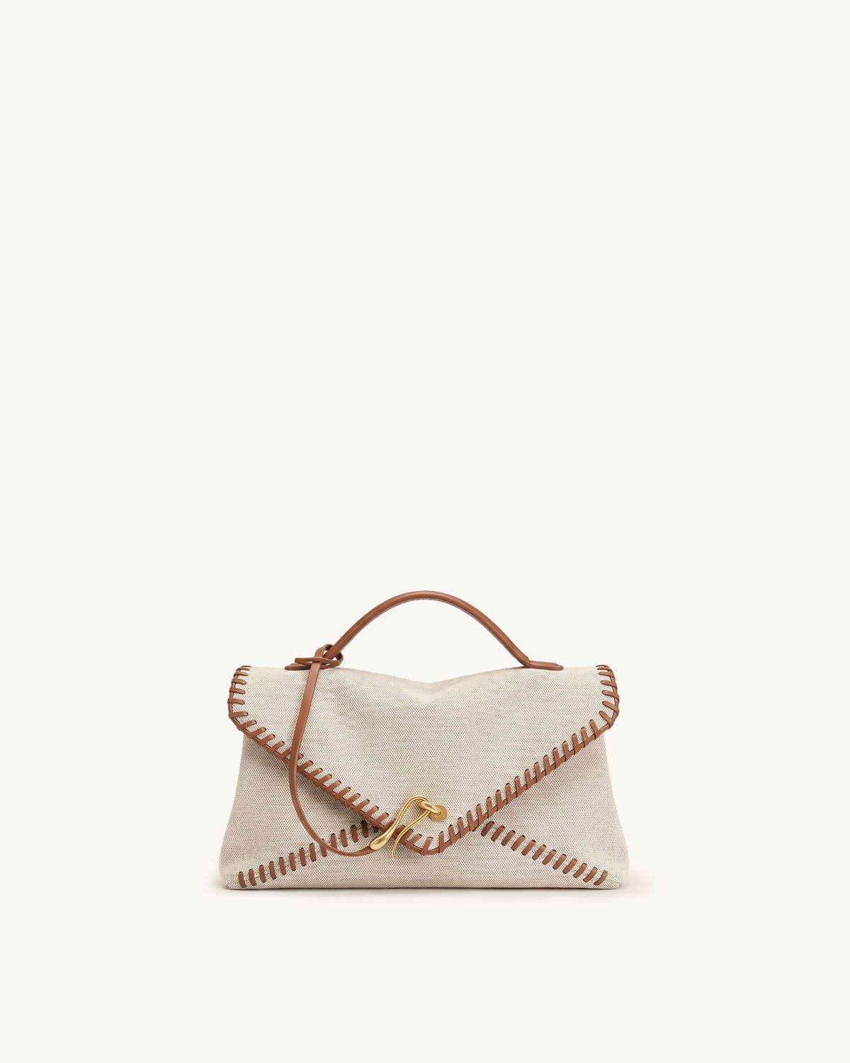 Celeste Whipstitch Trim Envelope Bag - Brown Canvas