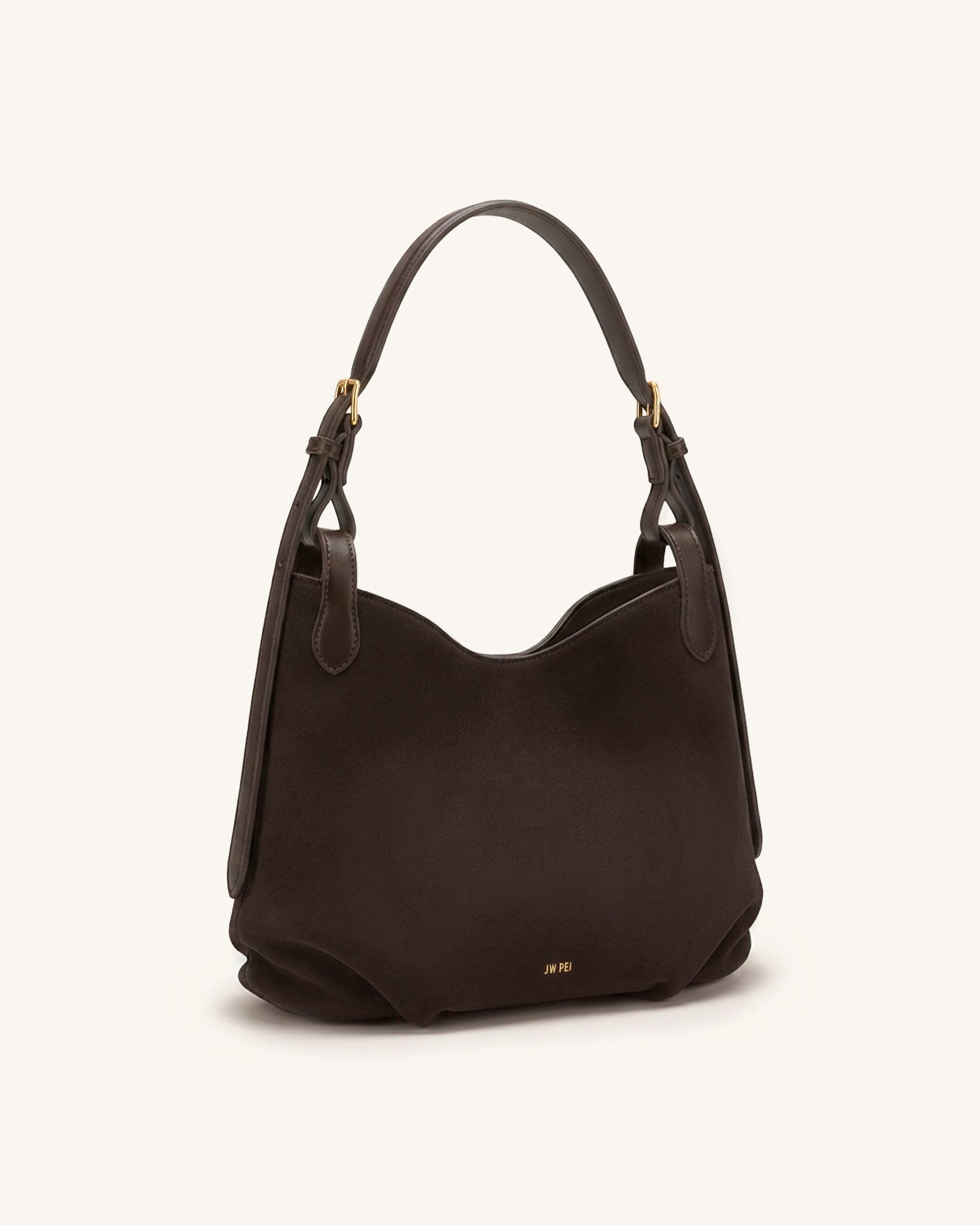 Velora Faux Suede Slouchy Shoulder Bag - Dark Brown