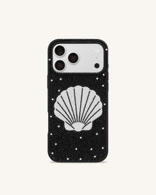 Seashell Artificial Crystal Phone Case - Black