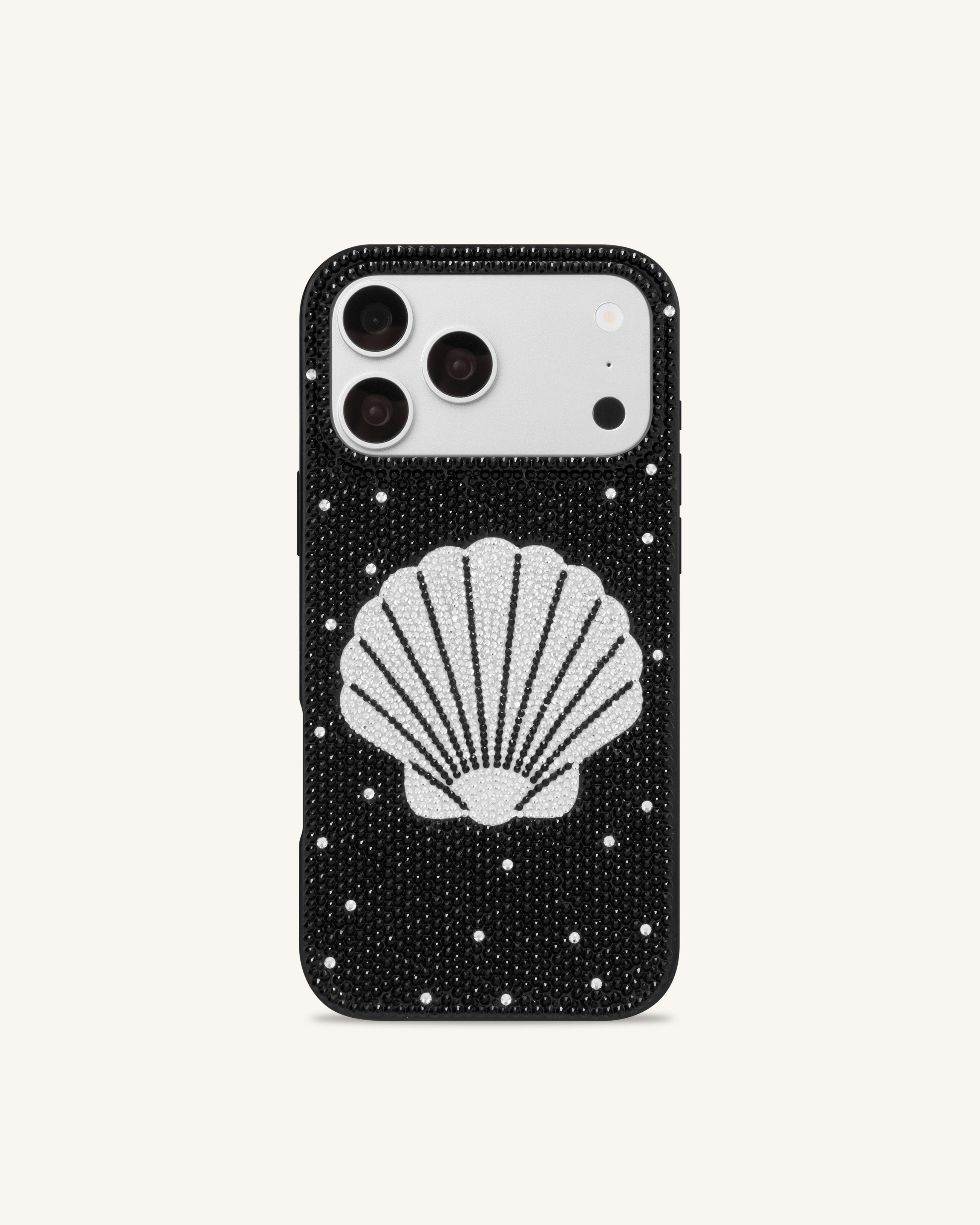Seashell Artificial Crystal Phone Case - Black