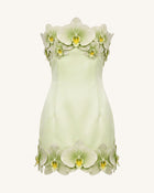 Orchid Trim Strapless Mini Dress - Pistachio