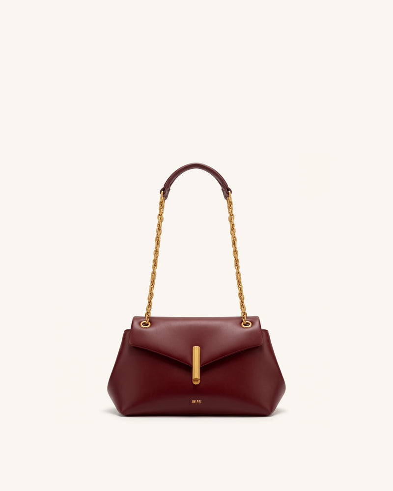 Valerie Chain Flap Shoulder Bag - Dark Burgundy