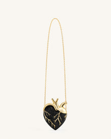 Maren Artificial Crystal Heart Shaped Bag - Black Gold