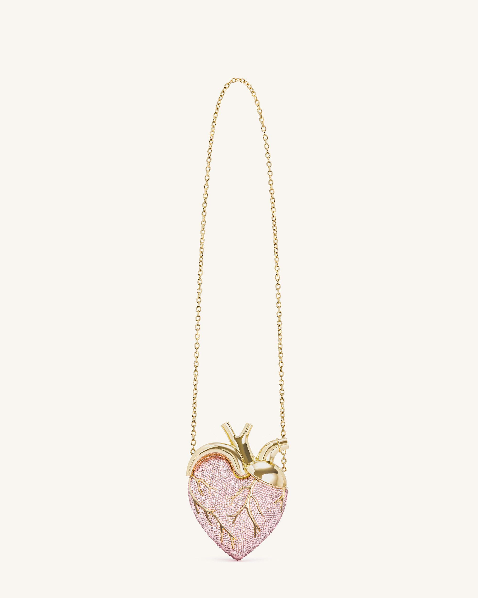 Maren Artificial Crystal Heart Shaped Bag - Pink - JW PEI