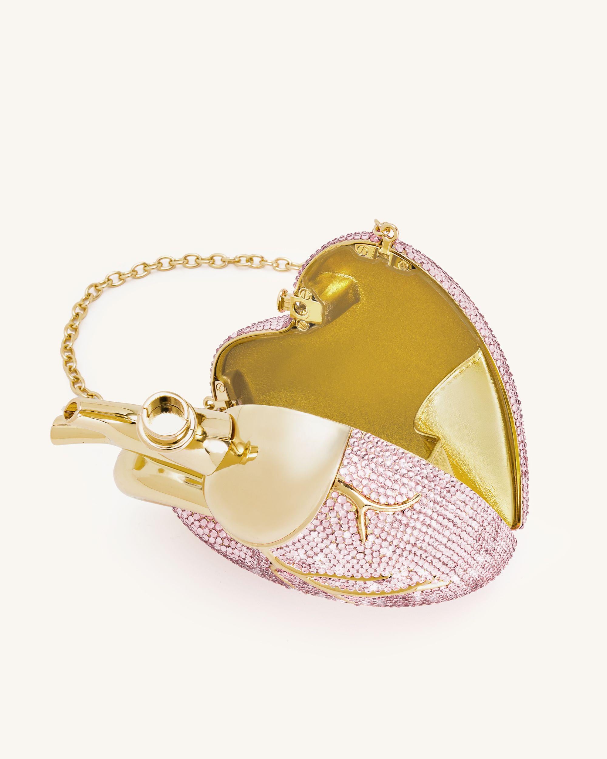 Maren Artificial Crystal Heart Shaped Bag - Pink - JW PEI