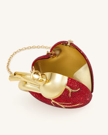 Maren Artificial Crystal Heart Shaped Bag - Red