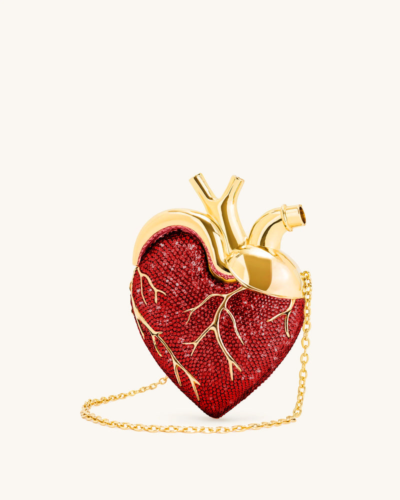 Maren Artificial Crystal Heart Shaped Bag - Red