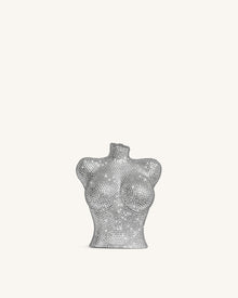 Kiara Faux Crystal Bust Clutch - Silver