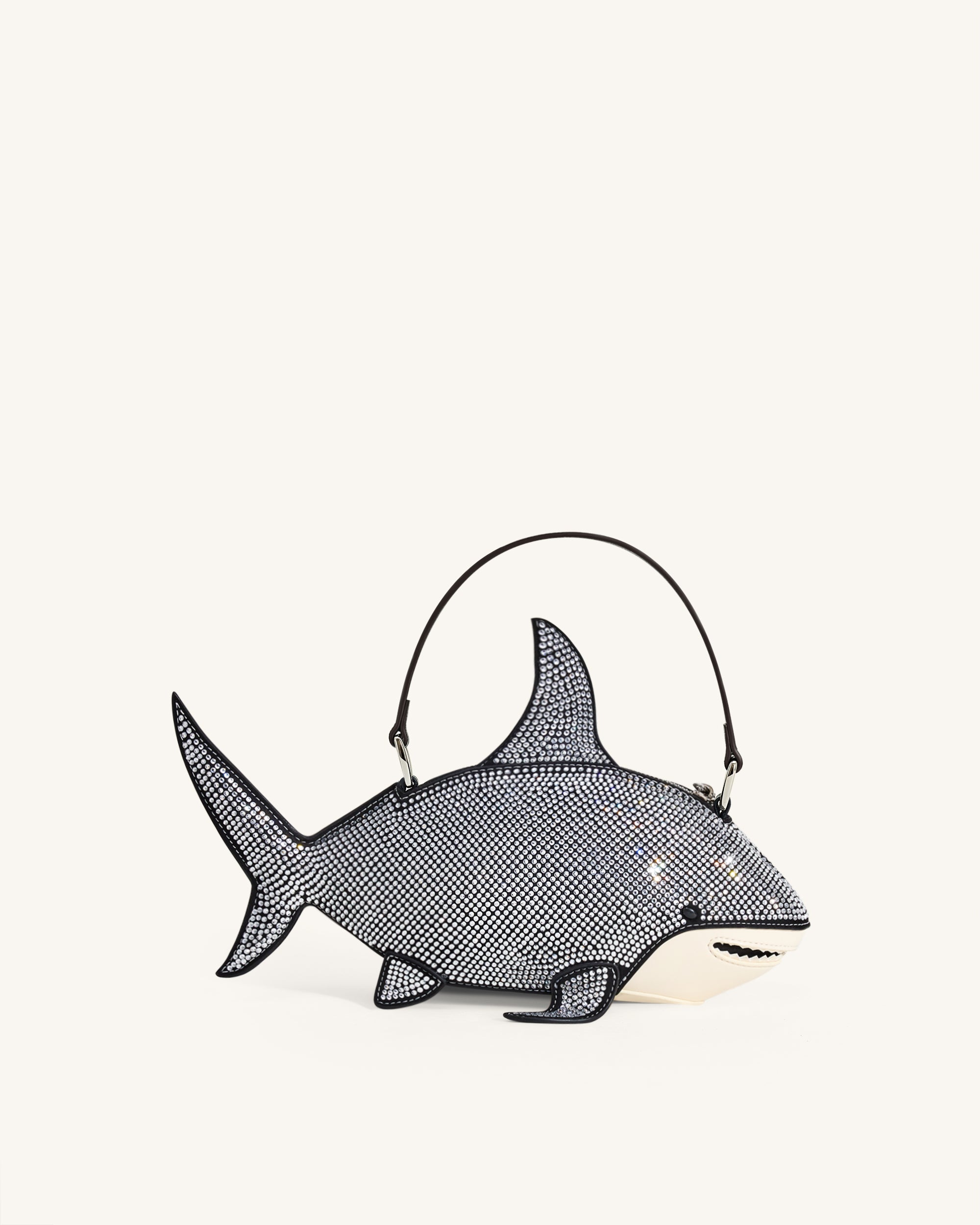 Nerys Artificial Crystal Shark Top Handle Bag - Black