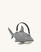 Nerys Artificial Crystal Shark Top Handle Bag - Black