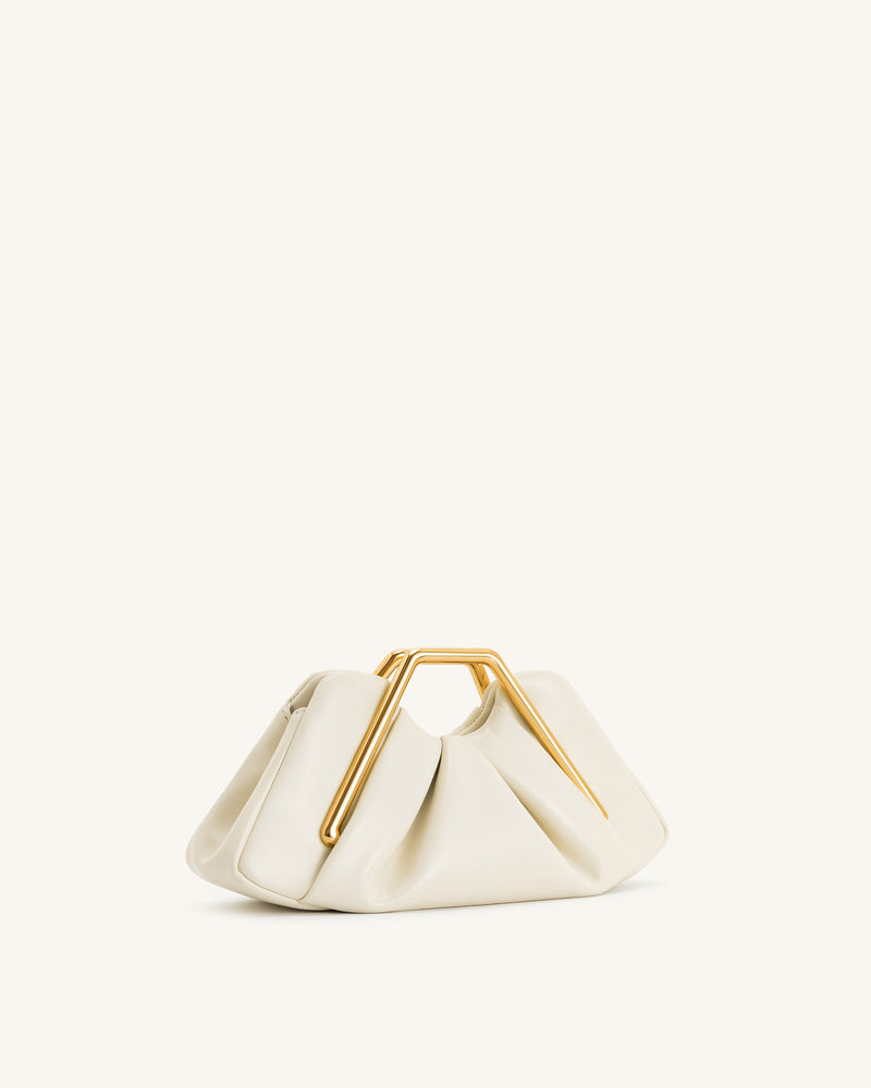 Lila Metal Frame Clutch - Ivory