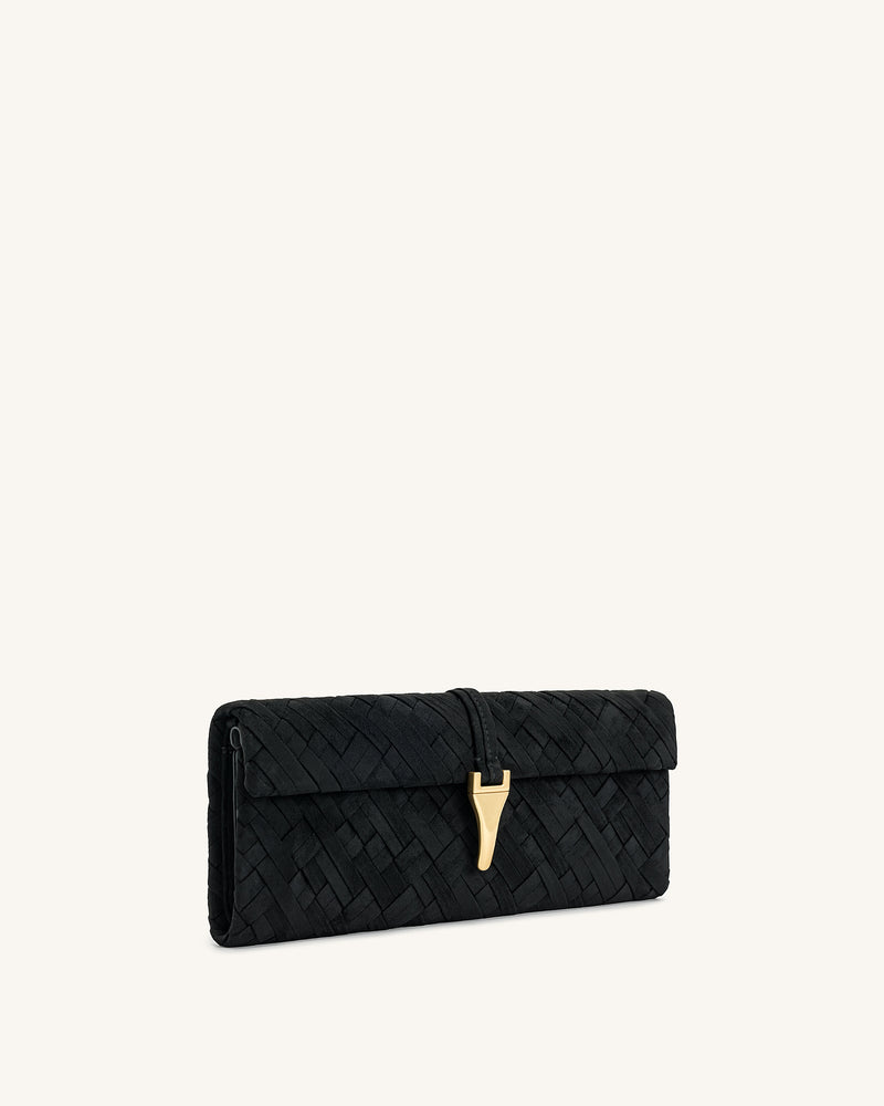 Zaria Woven Clutch - Black