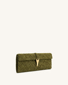 Zaria Woven Clutch - Dark Olive