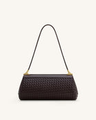Eloise Woven Shoulder Bag - Dark Brown