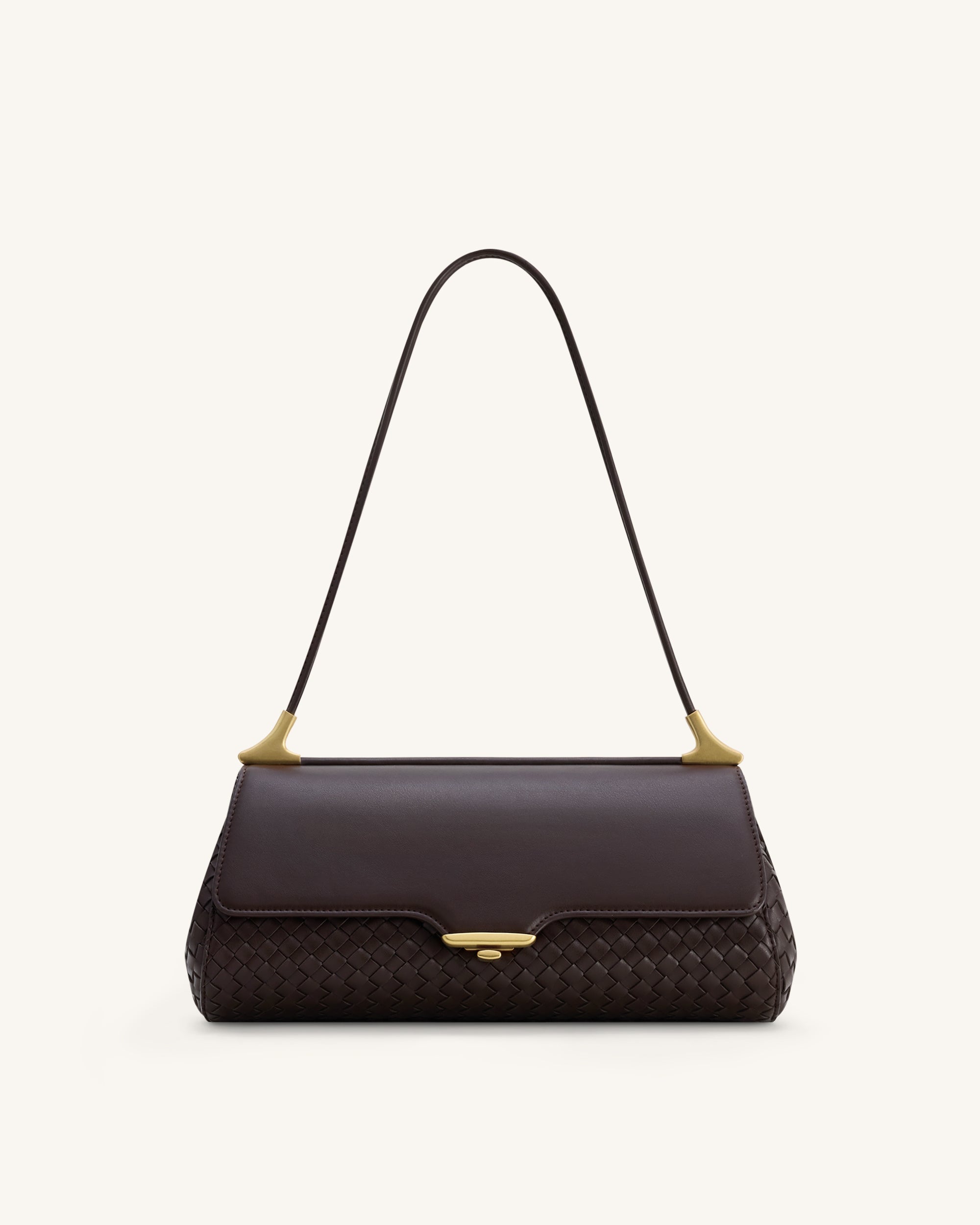 Eloise Woven Shoulder Bag - Dark Brown