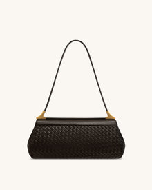 Eloise Woven Shoulder Bag - Dark Brown