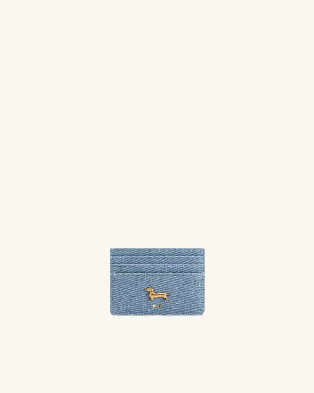 Maeve Dachshund Metal Emblem Card Holder - Light Blue Denim