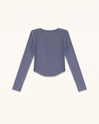 Dachshund Scoop Neck Curved Cropped Tee - Smokey Slate