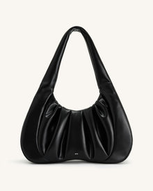 Ashley Ruched Shoulder Bag - Black